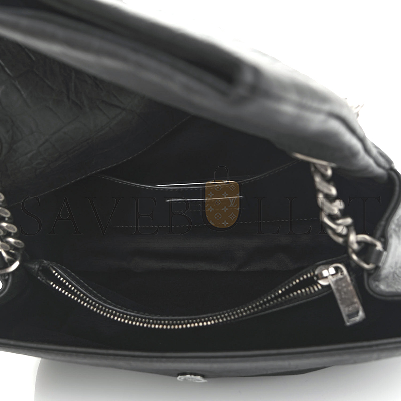 YSL MEDIUM WEST HOLLYWOOD MONOGRAM FOLD-OVER GREY 1079793 (24*15*10cm)